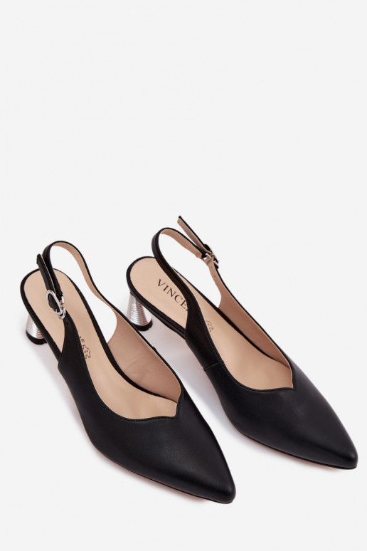 Moteriškos basutės Moteriškas su kulniukais Vinceza 66922 juodos spalvos