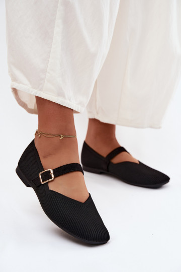 BalerinossuDryžuoti bataigo Medžiagau Pasek su sagtimis juodos spalvos Calvra 2