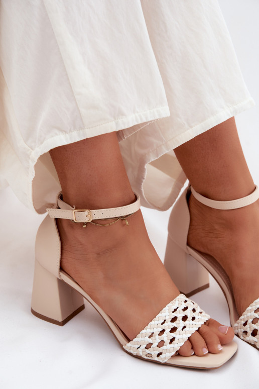 Moteriškos aukštakulnės basutės Su Braid dramblio kaulo spalvos Felena