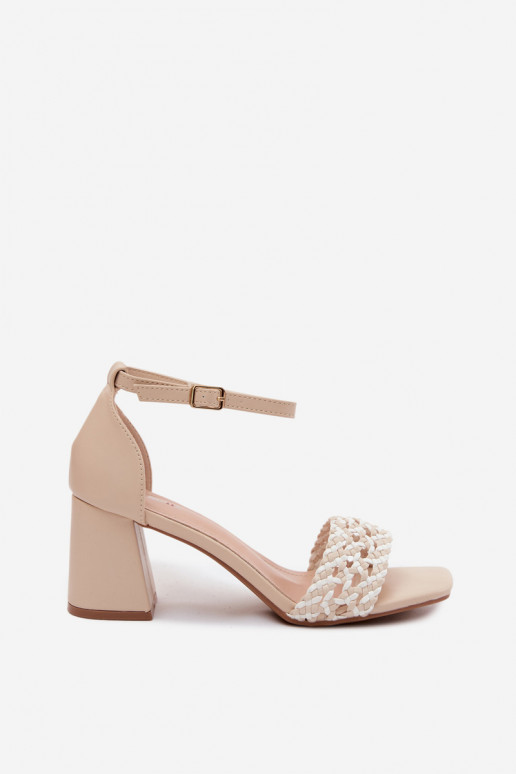 Moteriškos aukštakulnės basutės Su Braid dramblio kaulo spalvos Felena