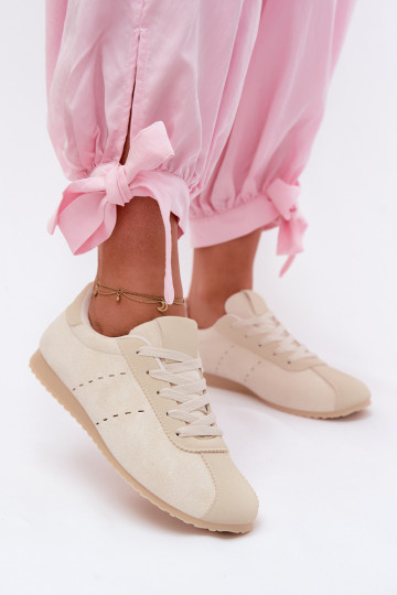 Sneakers modelio batai Moteriškassuiš eko zomšosu Žemas dramblio kaulo spalvos Melvelin