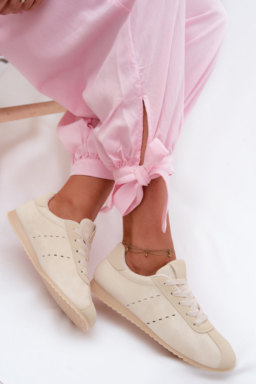 Sneakers modelio batai Moteriškassuiš eko zomšosu Žemas dramblio kaulo spalvos Melvelin