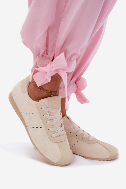 Sneakers modelio batai Moteriškassuiš eko zomšosu Žemas dramblio kaulo spalvos Melvelin