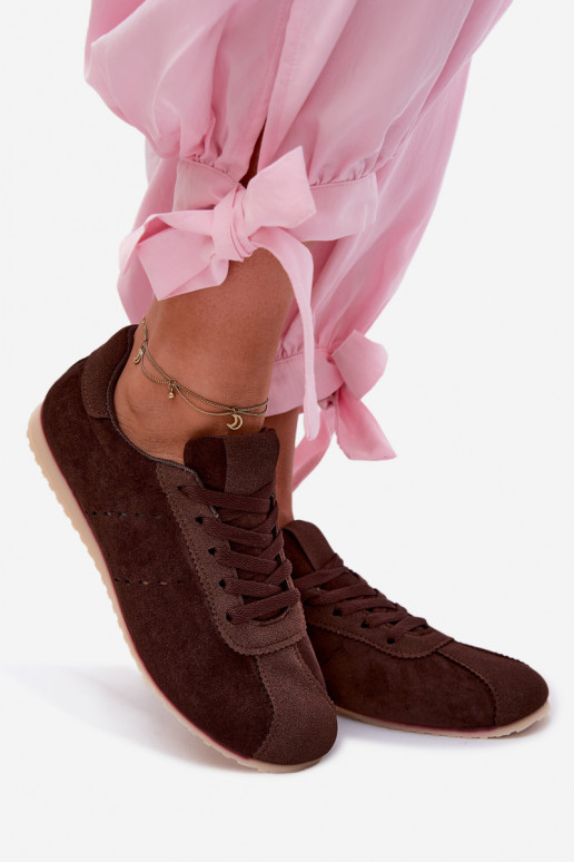 Sneakers modelio batai Moteriškassuiš eko zomšosu Žemas CzekoladoĮe Melvelin