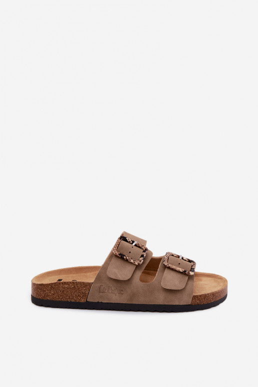 Moteriškos šlepetės su sagtimis Lee Cooper LCIN-26-35-4451L chaki spalvos