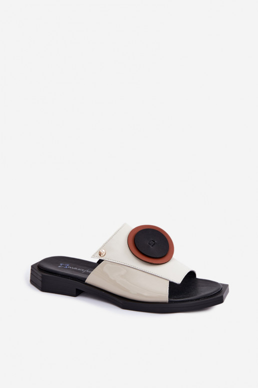 Odinės šlepetės Moteriškas geometrinio dizaino Tai turiciejka K7479-01 smėlio spalvos-juodos spalvos