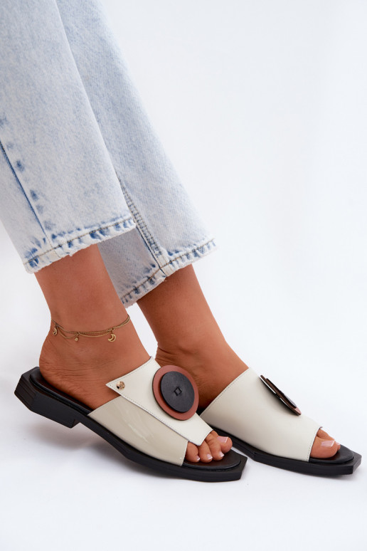 Odinės šlepetės Moteriškas geometrinio dizaino Tai turiciejka K7479-01 smėlio spalvos-juodos spalvos