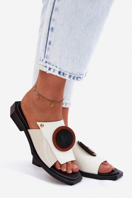 Odinės šlepetės Moteriškas geometrinio dizaino Tai turiciejka K7479-01 smėlio spalvos-juodos spalvos