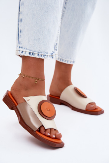 Odinės šlepetės Moteriškas geometrinio dizaino Tai turiciejka K7479-18 smėlio spalvos-oranžinės spalvos 2