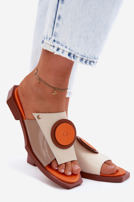 Odinės šlepetės Moteriškas geometrinio dizaino Tai turiciejka K7479-18 smėlio spalvos-oranžinės spalvos