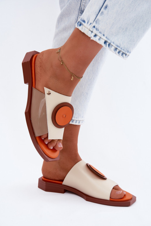 Odinės šlepetės Moteriškas geometrinio dizaino Tai turiciejka K7479-18 smėlio spalvos-oranžinės spalvos