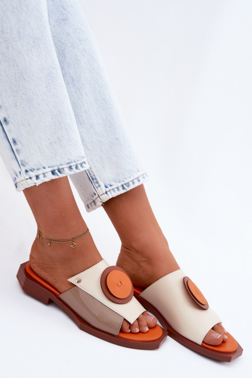 Odinės šlepetės Moteriškas geometrinio dizaino Tai turiciejka K7479-18 smėlio spalvos-oranžinės spalvos