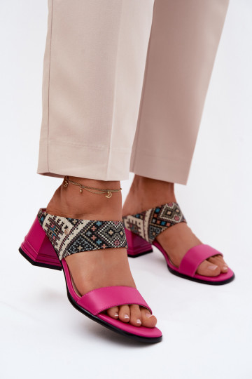 Oda Raštuotas Moteriškos šlepetės su kulniukais Tai turiciejka K7522-15 rožinės spalvos