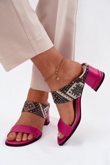 Oda Raštuotas Moteriškos šlepetės su kulniukais Tai turiciejka K7522-15 rožinės spalvos 2