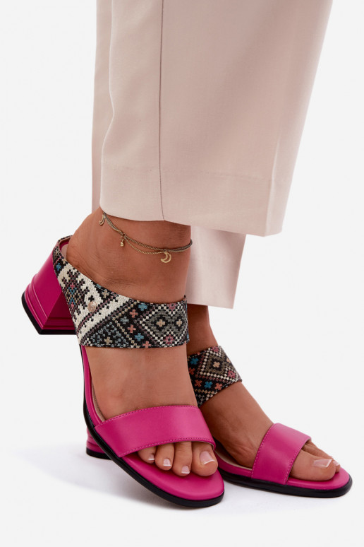 Oda Raštuotas Moteriškos šlepetės su kulniukais Tai turiciejka K7522-15 rožinės spalvos