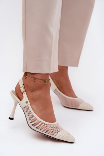 Oda Ažūrinės basutės Bateliai Moteriškas su plonais kulniukais Tai turiciejka K7507-22 dramblio kaulo spalvos 2