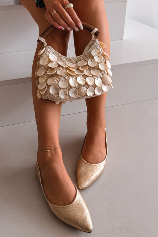 Balerinos iš dirbtinės odos aukso spalvos Nelisa