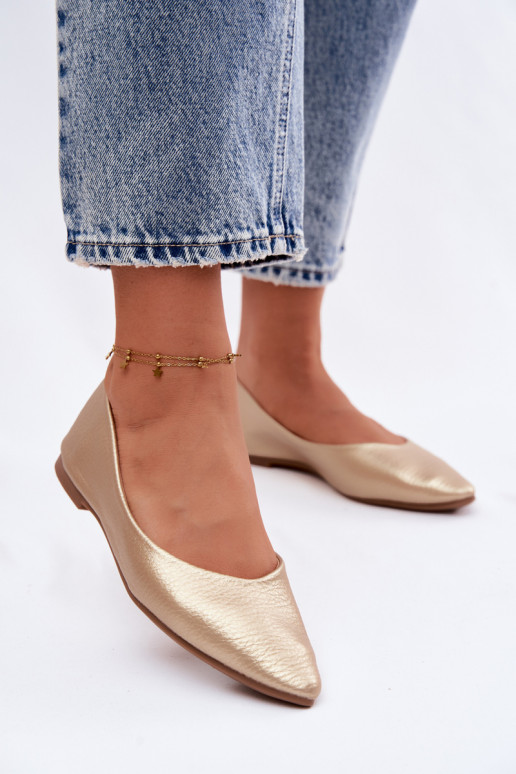Balerinos iš dirbtinės odos aukso spalvos Nelisa