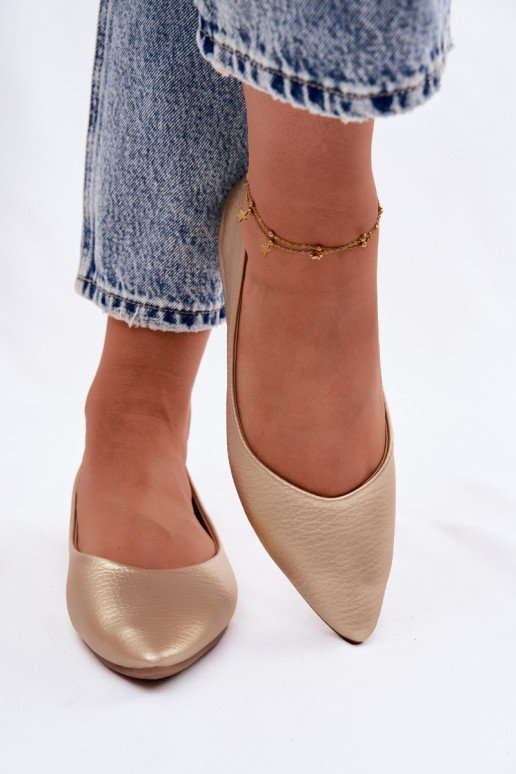 Balerinos iš dirbtinės odos aukso spalvos Nelisa