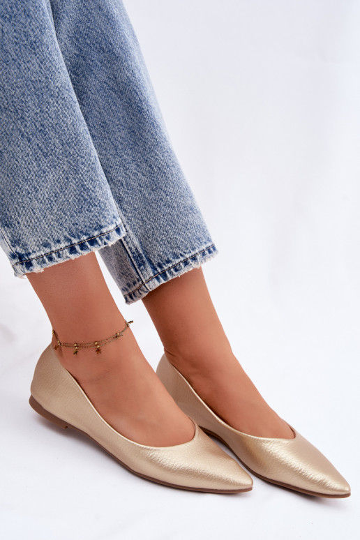 Balerinos iš dirbtinės odos aukso spalvos Nelisa