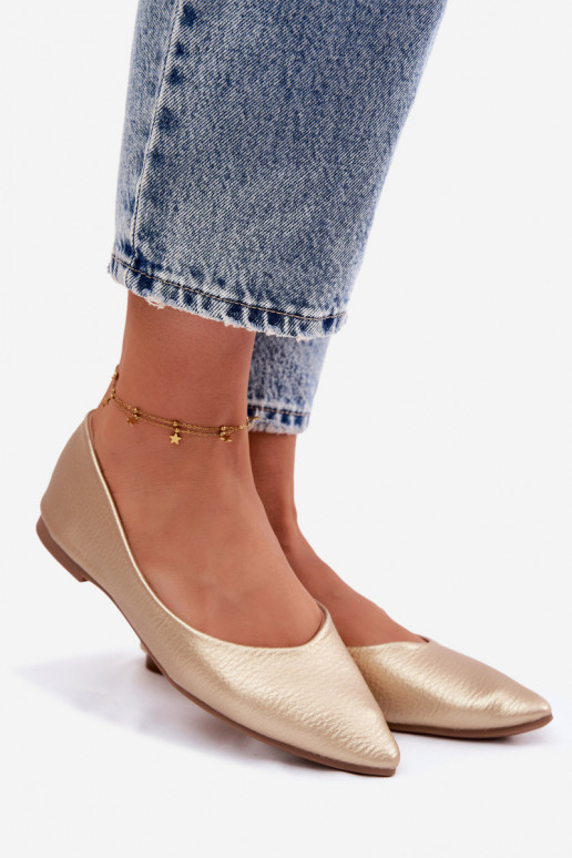 Balerinos iš dirbtinės odos aukso spalvos Nelisa
