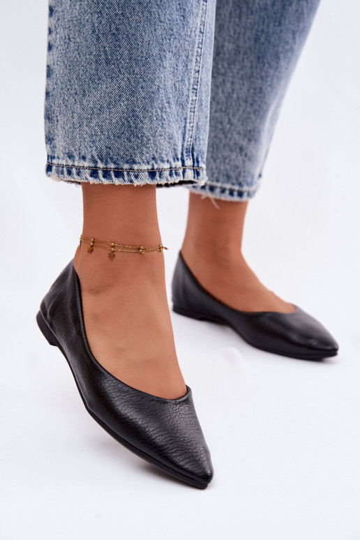 Balerinos iš dirbtinės odos juodos spalvos Nelisa