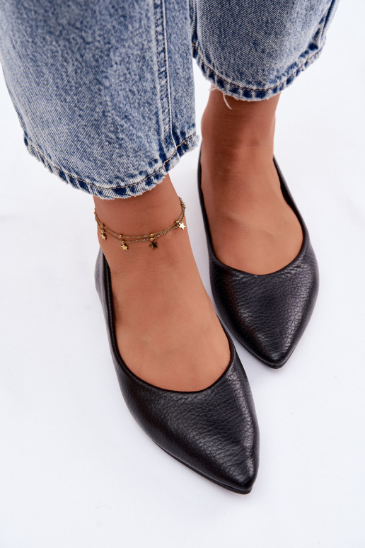 Balerinos iš dirbtinės odos juodos spalvos Nelisa