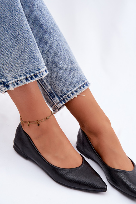 Balerinos iš dirbtinės odos juodos spalvos Nelisa