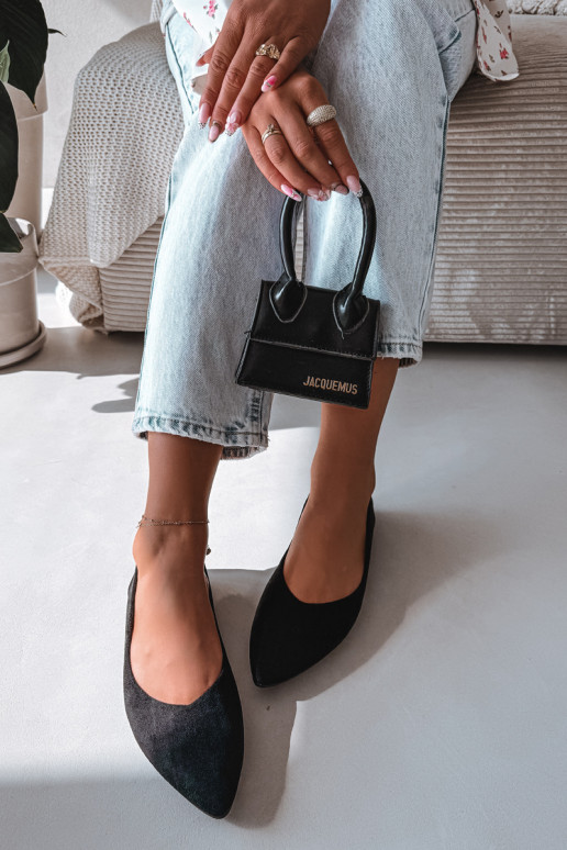 Balerinos lygiapadės iš dirbtinio zomšo juodos spalvos Lelisa