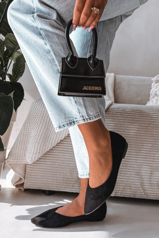 Balerinos lygiapadės iš dirbtinio zomšo juodos spalvos Lelisa