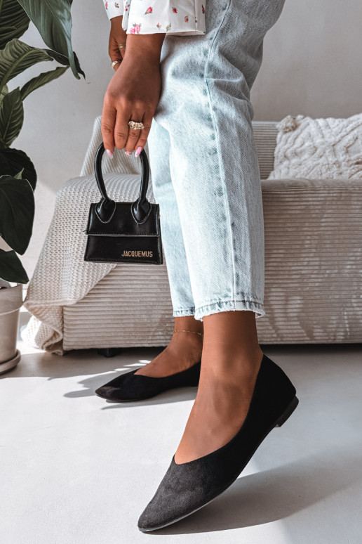 Balerinos lygiapadės iš dirbtinio zomšo juodos spalvos Lelisa