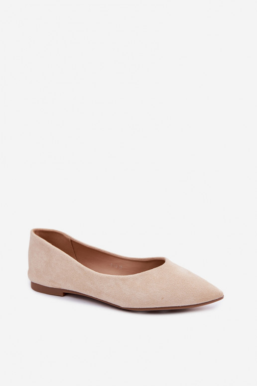 Balerinos lygiapadės iš dirbtinio zomšo smėlio spalvos Lelisa