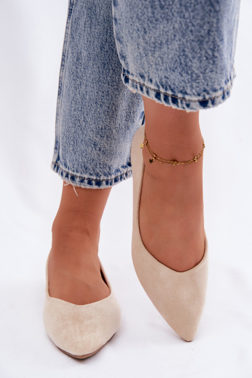 Balerinos lygiapadės iš dirbtinio zomšo smėlio spalvos Lelisa