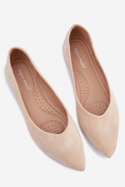 Balerinos lygiapadės iš dirbtinio zomšo smėlio spalvos Lelisa