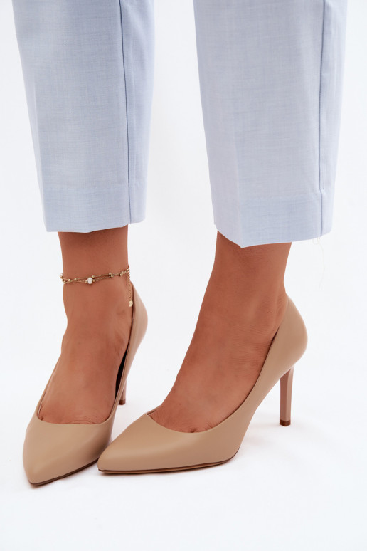 Dirbtinės odos aukštakulniai bateliai Sergio Leone 1339 smėlio spalvos