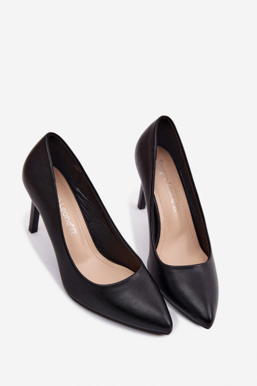 Dirbtinės odos aukštakulniai bateliai Sergio Leone 1339 juodos spalvos