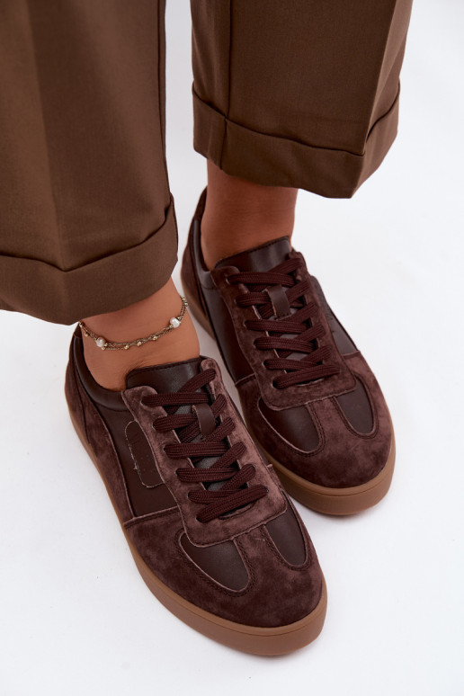 Zomšo sneakers modelio moteriškas batai Vinceza 7933 šokolado spalvos