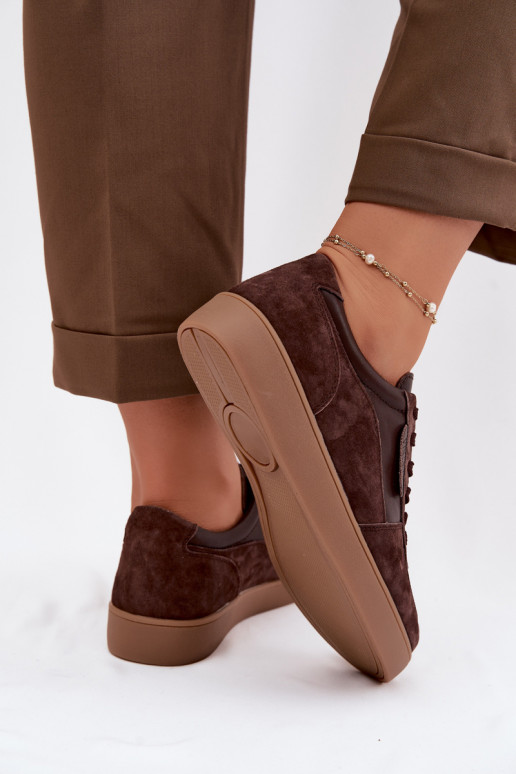 Zomšo sneakers modelio moteriškas batai Vinceza 7933 šokolado spalvos