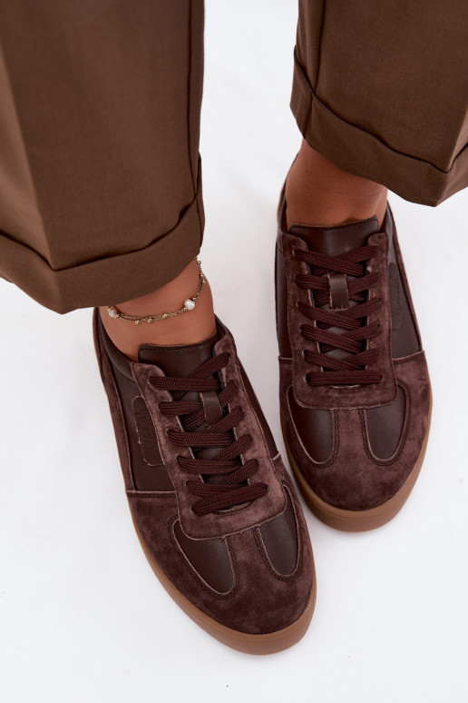 Zomšo sneakers modelio moteriškas batai Vinceza 7933 šokolado spalvos