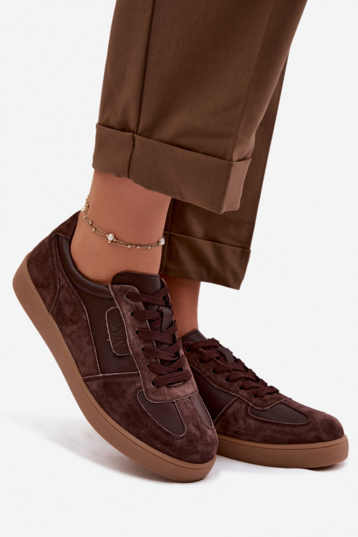Zomšo sneakers modelio moteriškas batai Vinceza 7933 šokolado spalvos