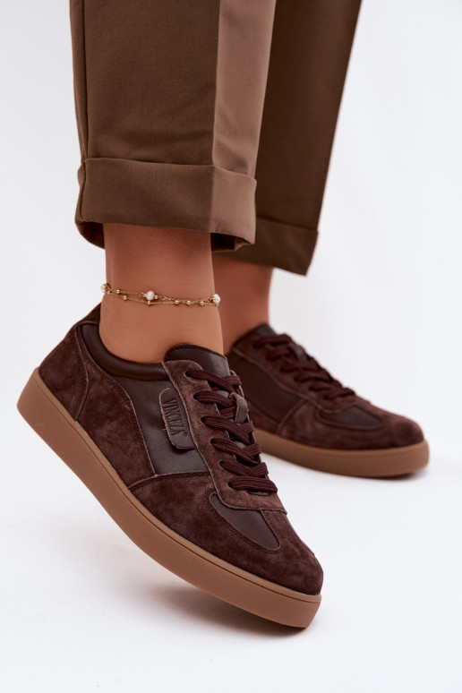 Zomšo sneakers modelio moteriškas batai Vinceza 7933 šokolado spalvos