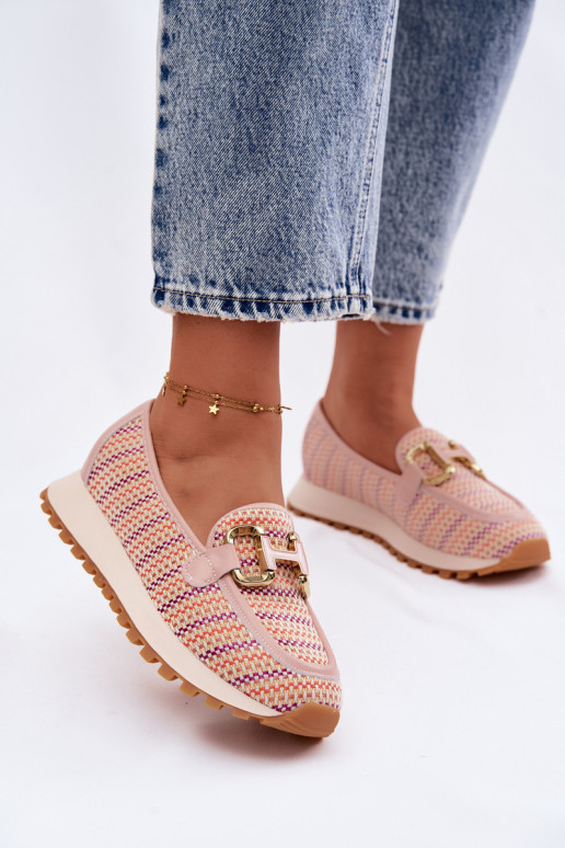 Sneakers modelio batai Slip On Ze aukso spalvosm Detalem GOE TT2N4081 rožinės spalvos