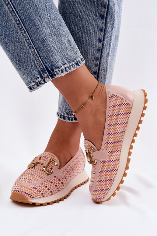 Sneakers modelio batai Slip On Ze aukso spalvosm Detalem GOE TT2N4081 rožinės spalvos