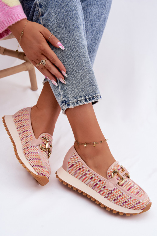 Sneakers modelio batai Slip On Ze aukso spalvosm Detalem GOE TT2N4081 rožinės spalvos