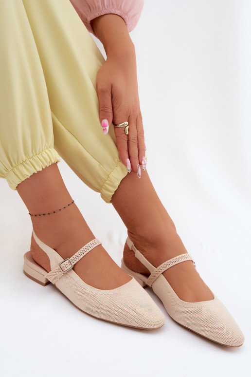  basutės Balerinos Moteriškas su dirželiais dramblio kaulo spalvos Selrene