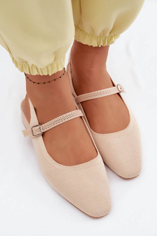  basutės Balerinos Moteriškas su dirželiais dramblio kaulo spalvos Selrene