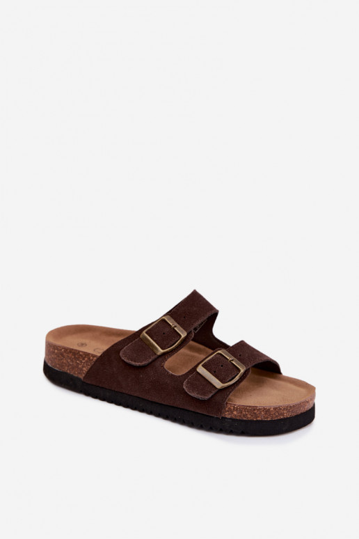 Oda Moteriškos zomšinės šlepetės su sagtimis CzekoladoĮe Rosaliae