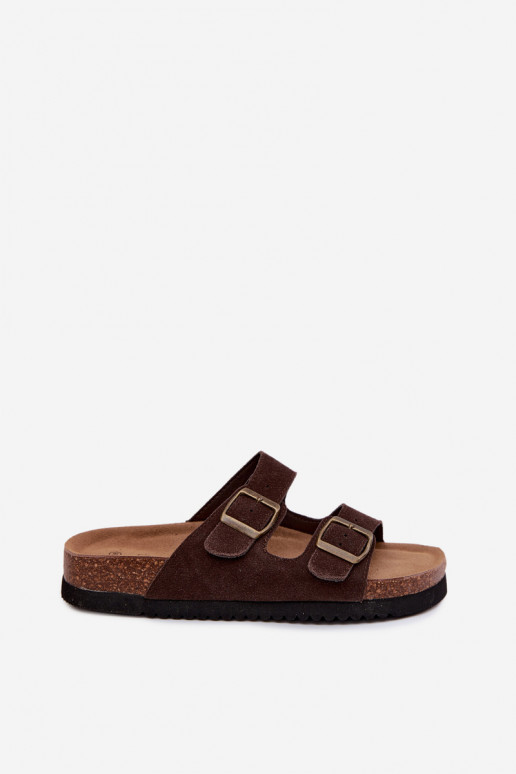 Oda Moteriškos zomšinės šlepetės su sagtimis CzekoladoĮe Rosaliae