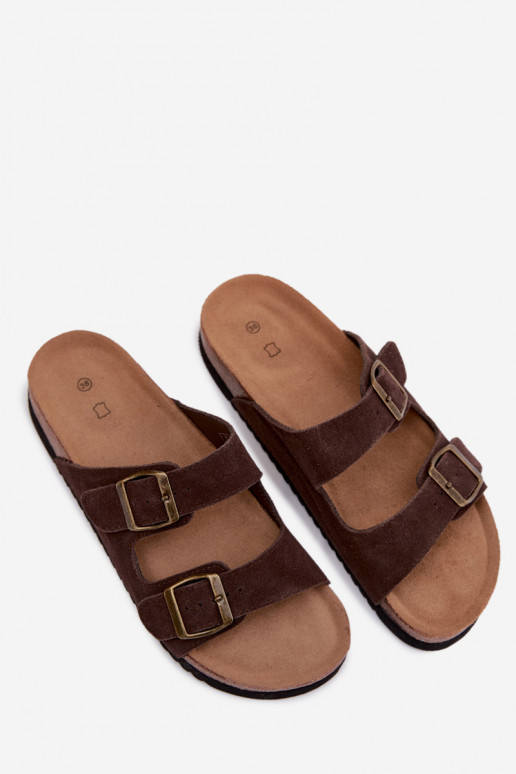 Oda Moteriškos zomšinės šlepetės su sagtimis CzekoladoĮe Rosaliae