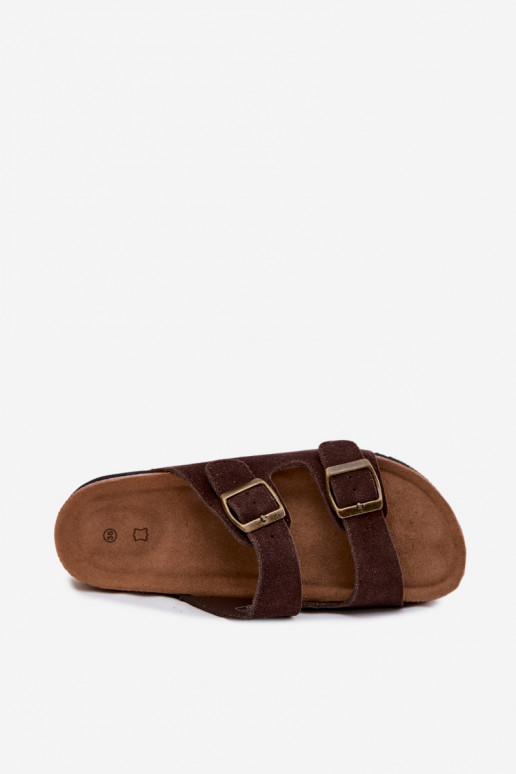 Oda Moteriškos zomšinės šlepetės su sagtimis CzekoladoĮe Rosaliae